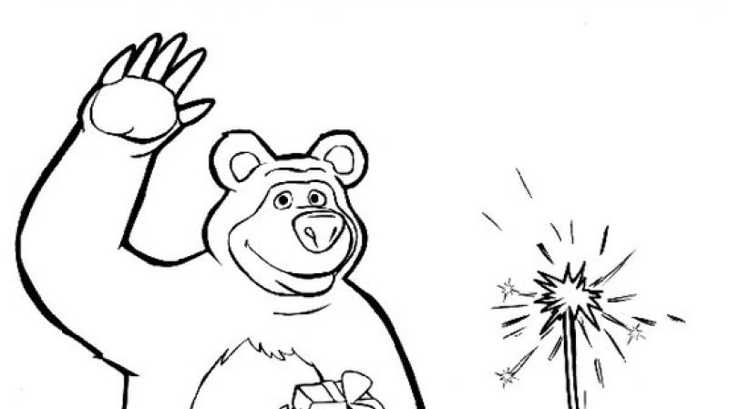 Coloring pages from the cartoon Masha and the Bear