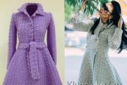 Crocheted coat: patterns and detailed descriptions of knitting